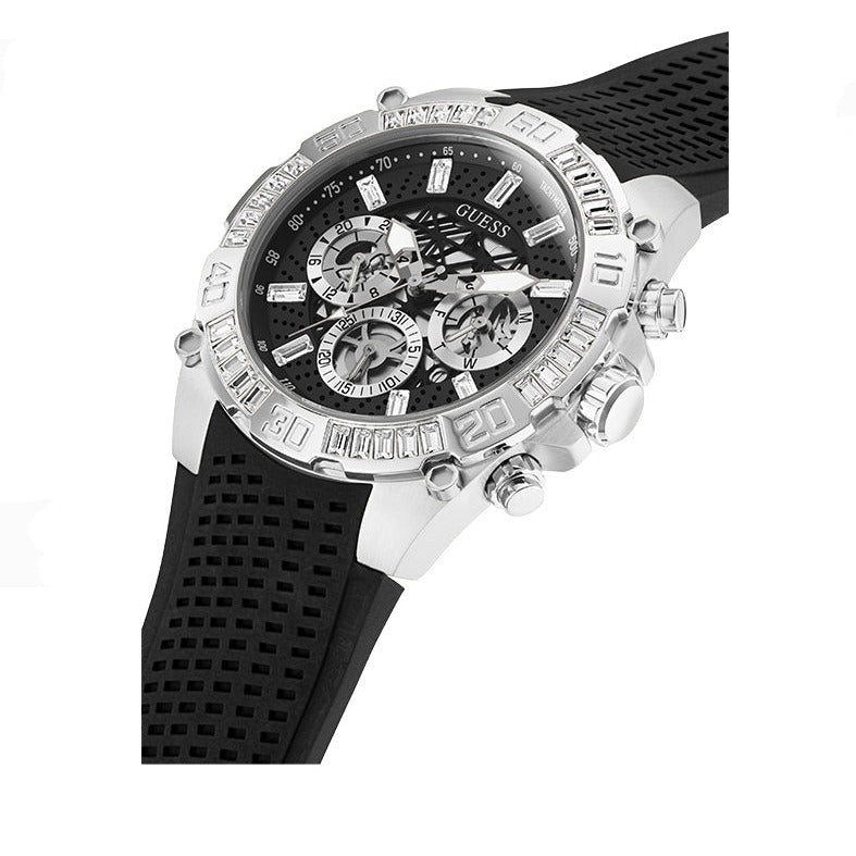 Guess Trophy Multifunction Black Dial Black Rubber Strap Watch for Men - GW0333G1