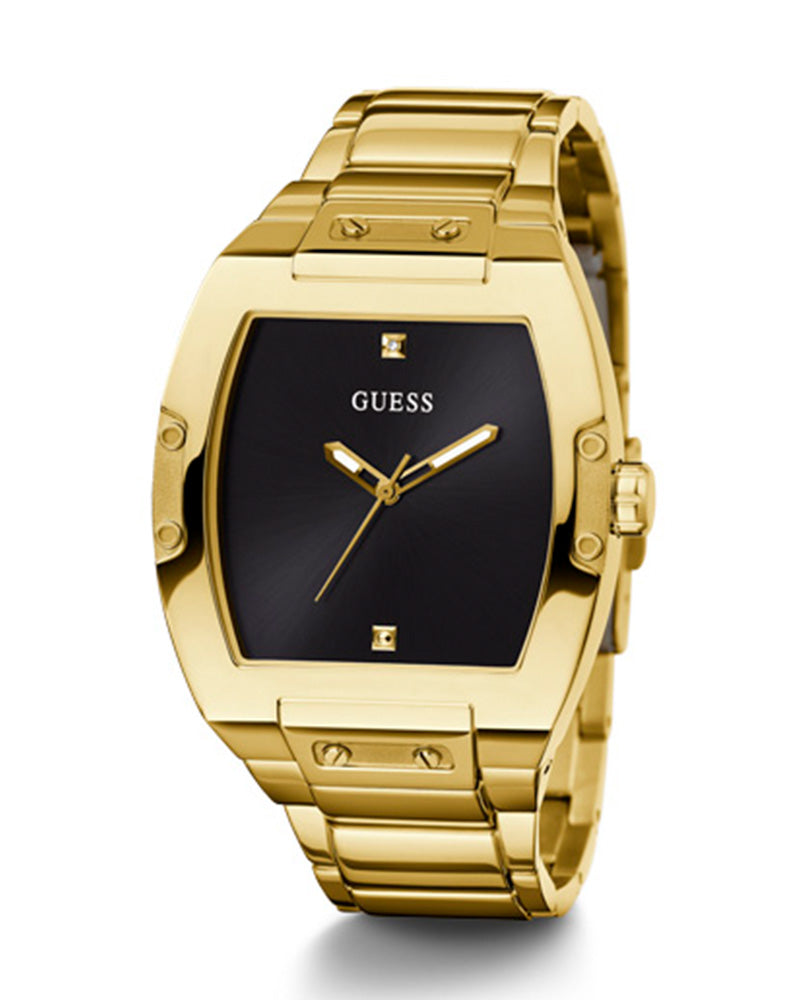 Guess Phoenix Black Dial Gold Steel Strap Watch for Men - GW0387G2