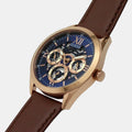 Guess Tailor Analog Blue Dial Brown Leather Strap Watch for Men - GW0389G3