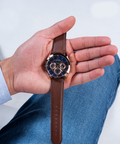 Guess Tailor Analog Blue Dial Brown Leather Strap Watch for Men - GW0389G3