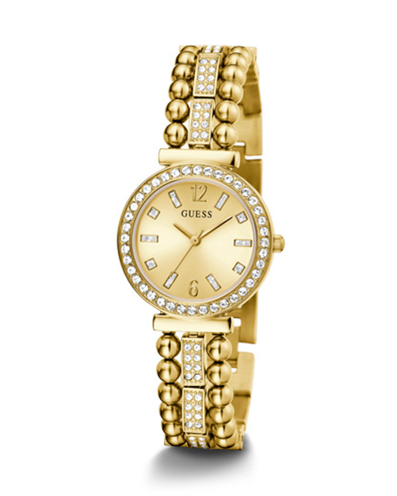 Guess Gala Diamonds Gold Dial Gold Steel Strap Watch for Women - GW0401L2