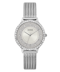 Guess Soiree Diamonds Silver Dial Silver Mesh Bracelet Watch for Women - GW0402L1