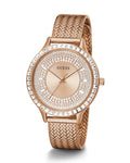 Guess Soiree Diamonds Rose Gold Dial Rose Gold Mesh Bracelet Watch for Women - GW0402L3