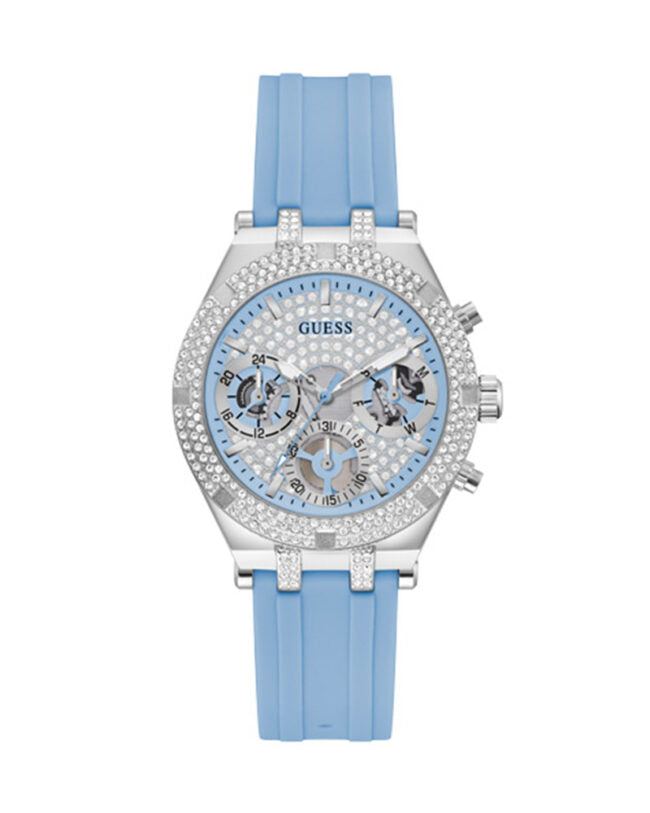 Guess Heiress Diamonds Blue Dial Blue Rubber Strap Watch for Women - GW0407L1