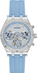 Guess Heiress Diamonds Blue Dial Blue Rubber Strap Watch for Women - GW0407L1