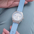 Guess Heiress Diamonds Blue Dial Blue Rubber Strap Watch for Women - GW0407L1