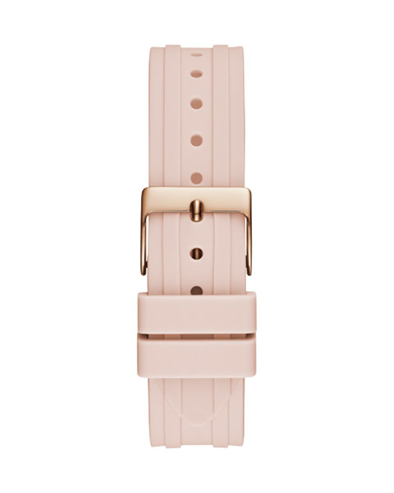 Guess Heiress Diamonds Rose Gold Dial Pink Rubber Strap Watch for Women - GW0407L3