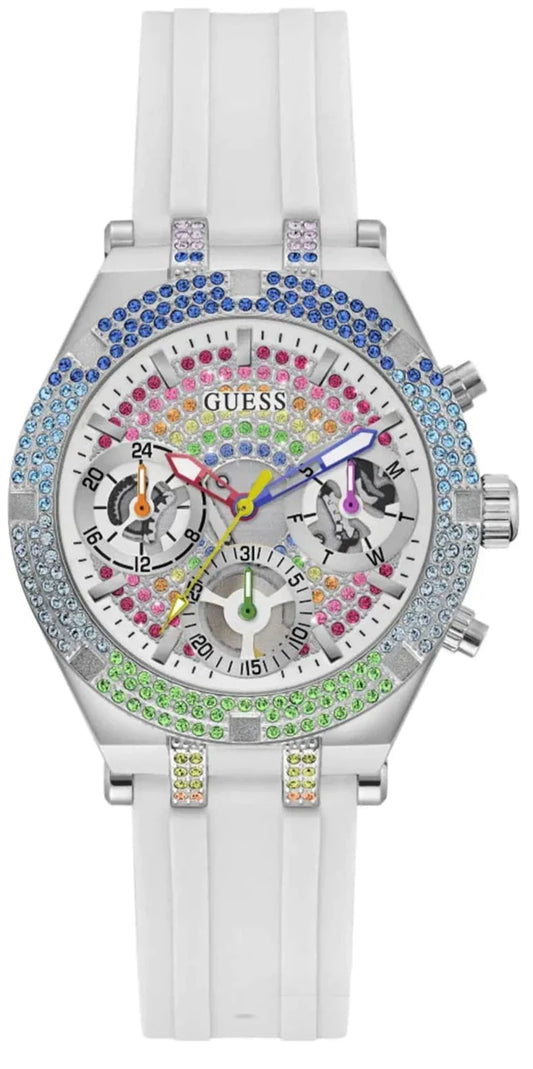 Guess Glitz Pride Limited Edition White Dial White Rubber Strap Watch for Women - GW0407L4