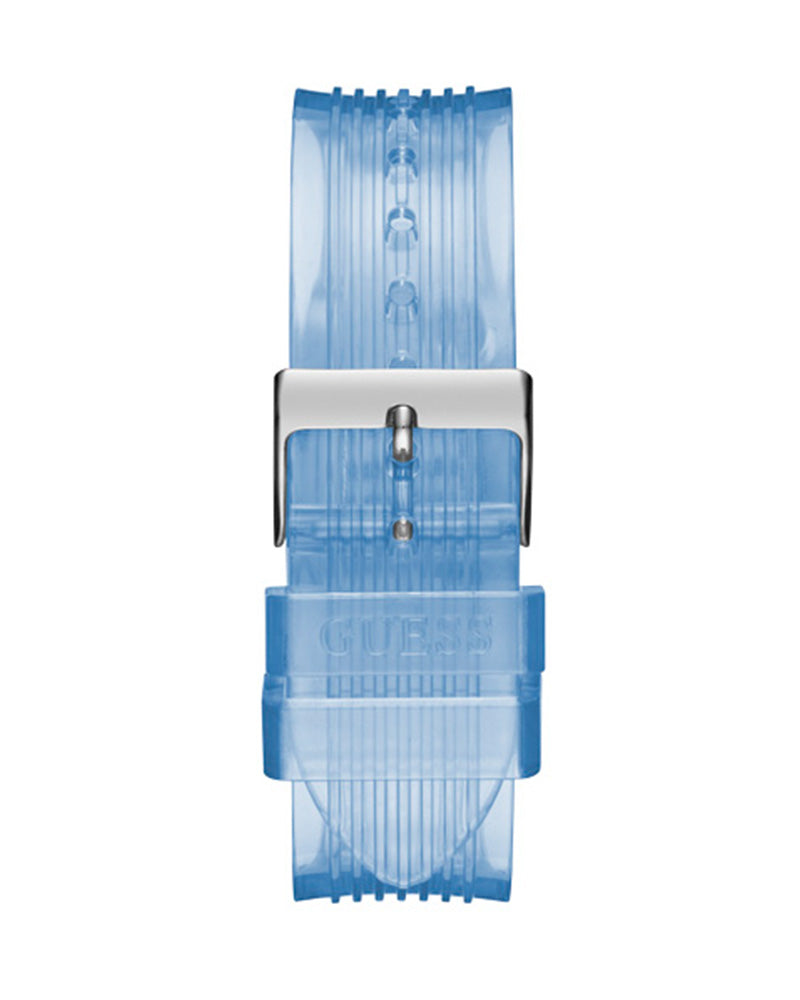 Guess Athena Active Life Clear White Dial Blue Rubber Strap Watch for Women - GW0409L1