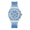 Guess Athena Active Life Clear White Dial Blue Rubber Strap Watch for Women - GW0409L1