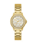 Guess Crown Jewel Diamonds White Dial Gold Steel Strap Watch for Women - GW0410L2