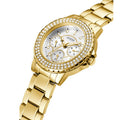 Guess Crown Jewel Diamonds White Dial Gold Steel Strap Watch for Women - GW0410L2