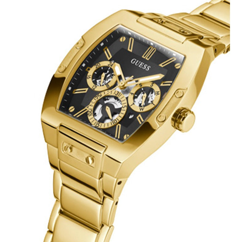 Guess Phoenix Multi Function Black Dial Gold Steel Strap Watch for Men - GW0456G1