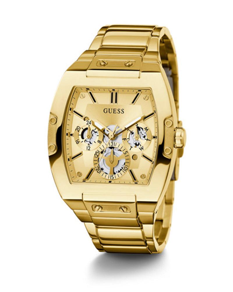 Guess Phoenix Multi Function Gold Dial Gold Steel Strap Watch for Men - GW0456G2