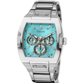 Guess Phoenix Multi Function Aqua Blue Dial Silver Steel Strap Watch for Men - GW0456G4