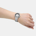 Guess Night Life Clear Silver Dial Silver Steel Strap Watch for Women - GW0470L1