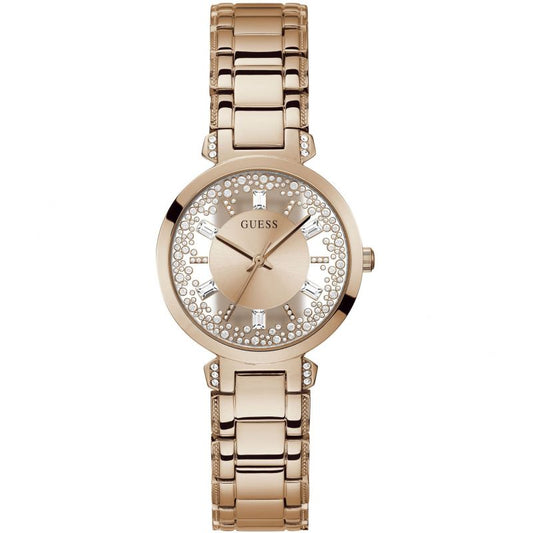 Guess Crystal Clear Rose Gold Dial Rose Gold Steel Strap Watch for Women - GW0470L3