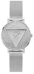 Guess Iconic Diamonds Silver Dial Silver Mesh Bracelet Watch For Women - GW0477L1