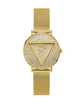 Guess Iconic Diamonds Gold Dial Gold Mesh Bracelet Watch For Women - GW0477L2