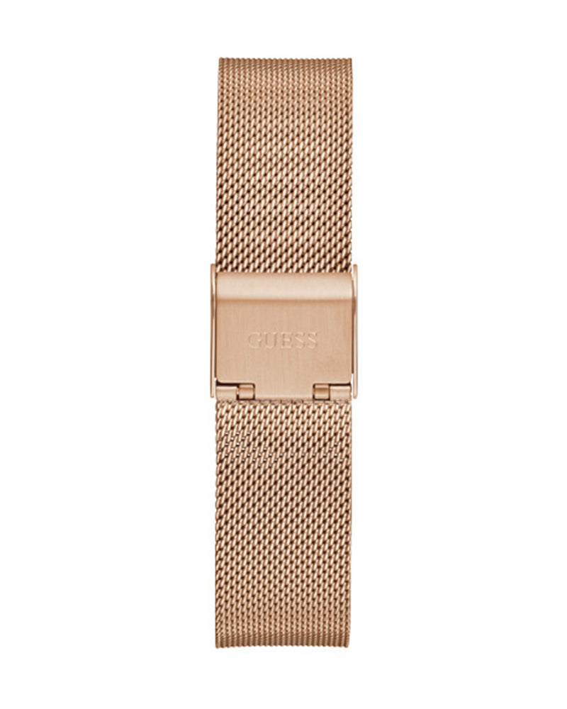 Guess Iconic Diamonds Rose Gold Dial Rose Gold Mesh Bracelet Watch For Women - GW0477L3