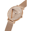 Guess Iconic Diamonds Rose Gold Dial Rose Gold Mesh Bracelet Watch For Women - GW0477L3