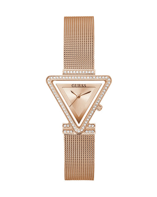 Guess Fame Diamonds Rose Gold Dial Rose Gold Mesh Bracelet Watch for Women - GW0508L3