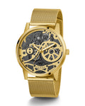 Guess Gadget Gold Dial Gold Mesh Bracelet Watch for Men - GW0538G2