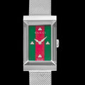 Gucci G Frame Red and Green Dial Silver Mesh Bracelet Watch For Women - YA147401