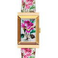 Gucci G-Frame Floral Ivory Dial White Leather Strap Watch For Women - YA147406