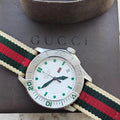 Gucci G Timeless White Dial Two Tone Nylon Strap Watch For Men - YA126231