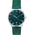 Gucci G-Timeless Quartz Mother of Pearl Green Dial Green Leather Strap Watch For Women - YA1264042