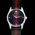 Gucci G Timeless Quartz Black Dial Black Leather Strap Watch For Men - YA1264079