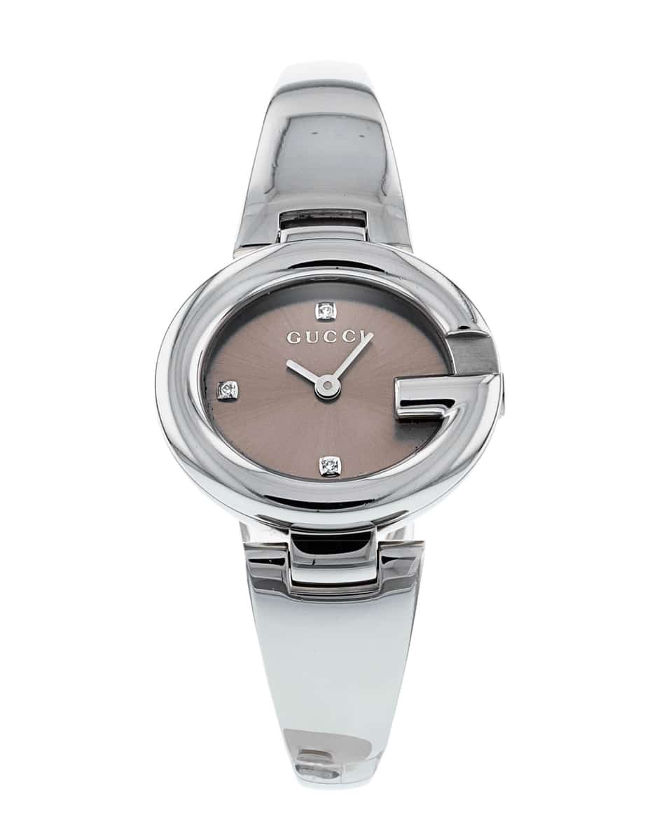 Gucci Guccissima Quartz Diamonds Brown Dial Silver Steel Strap Watch For Women - YA134503