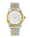 Gucci G Timeless Quartz Silver Dial Two Tone Mesh Bracelet Watch For Men - YA126409