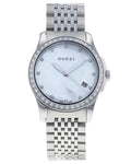 Gucci G Timeless Diamonds Mother of Pearl Dial Silver Steel Strap Watch For Women - YA126506