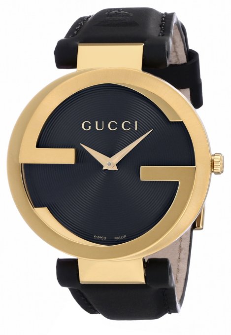 Gucci Interlocking G Grammy Special Edition Black Dial Black Leather Strap Watch for Women - YA133312