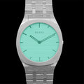 Gucci 25H Quartz Turquoise Dial Silver Steel Strap Watch For Women - YA163409