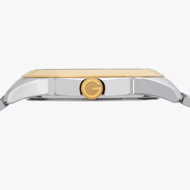 Gucci G Timeless Quartz Silver Dial Two Tone Mesh Bracelet Watch For Men - YA126409