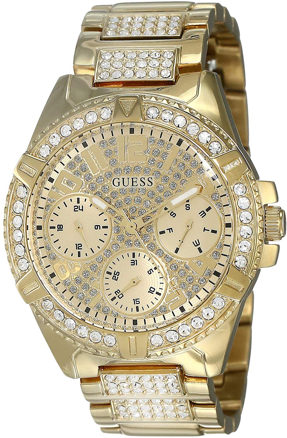 Guess Frontier Diamonds Gold Dial Gold Steel Strap Watch For Women - W1156L2