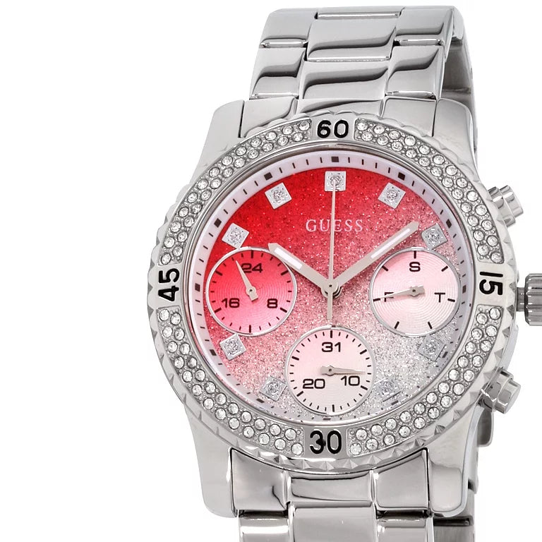 Guess Confetti Diamonds Silver Dial Silver Steel Strap Watch for Women - W0774L7