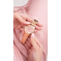 Guess Glitter Diamonds Pink Dial Rose Gold Steel Strap Watch for Women - GW0405L3