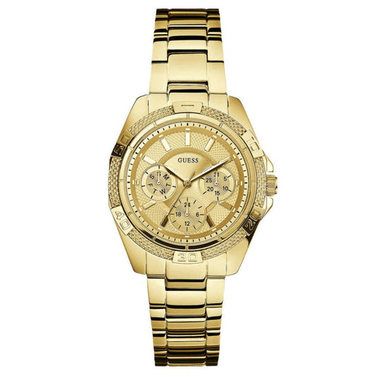 Guess Mini Phantom Diamonds Gold Dial Gold Steel Strap Watch for Women - W0235L5