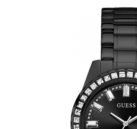 Guess Sparkler Diamonds Black Dial Black Steel Strap Watch for Women - GW0111L4