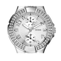 Guess Mini Prism Diamonds Silver Dial Silver Steel Strap Watch for Women - W12638L1