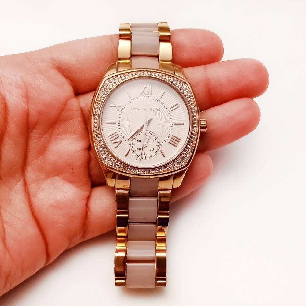 Michael Kors Bryn Rose Gold Dial Two Tone Steel Strap Watch for Women - MK6135