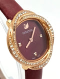 Swarovski Crystal Flower Red Dial Red Leather Strap Watch for Women - 5552780