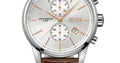 Hugo Boss Jet Chronograph Quartz Silver Dial Brown Leather Strap Watch For Men - HB1513280