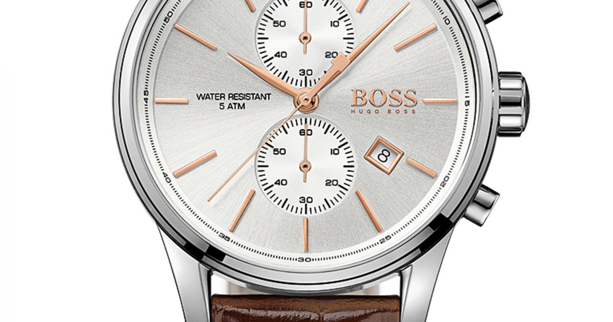 Hugo Boss Jet White Dial Brown Leather Strap Watch for Men - 1513280