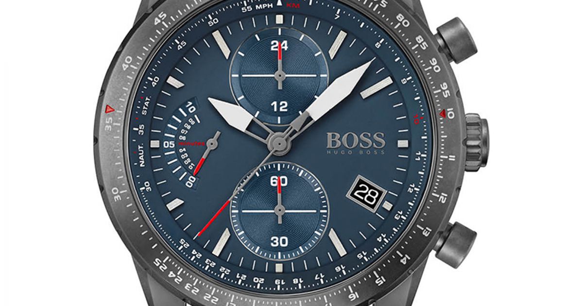 Hugo Boss Pilot Edition Blue Dial Brown Leather Strap Watch for Men - 1513852