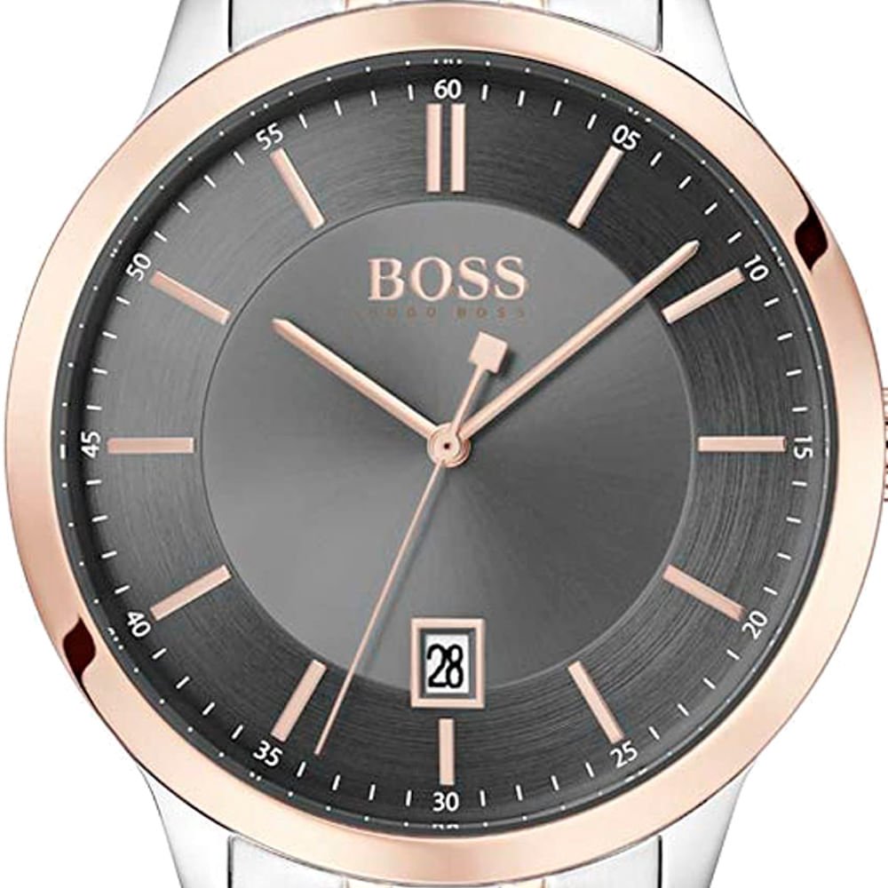 Hugo Boss Classic Grey Dial Two Tone Stainless Steel Strap Watch for Men - 1513688